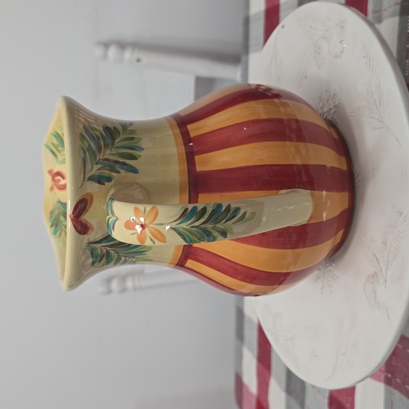 Southern Living Gail Pittman Collectible Decor Pitcher Vase Orange Red Green - Picture 5 of 13